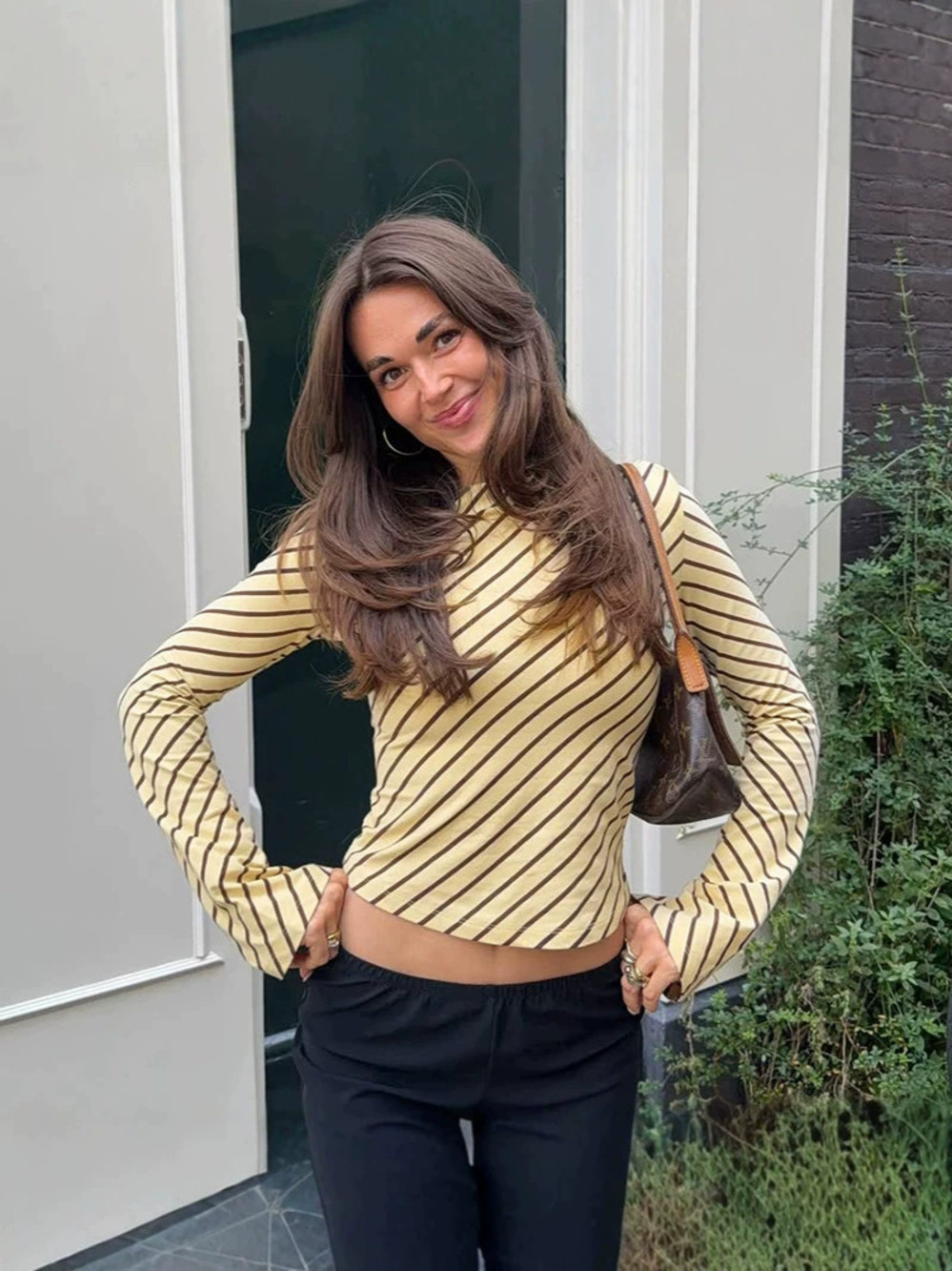ZARA French Vintage Striped Long Sleeve Crop Top Sheer Slim Sexy